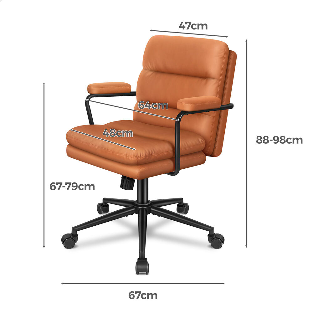 ALFORDSON Office Chair Ergonomic Executive Computer Work Seat Leather Brown