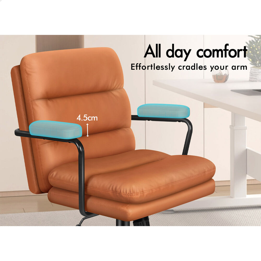 ALFORDSON Office Chair Ergonomic Executive Computer Work Seat Leather Brown