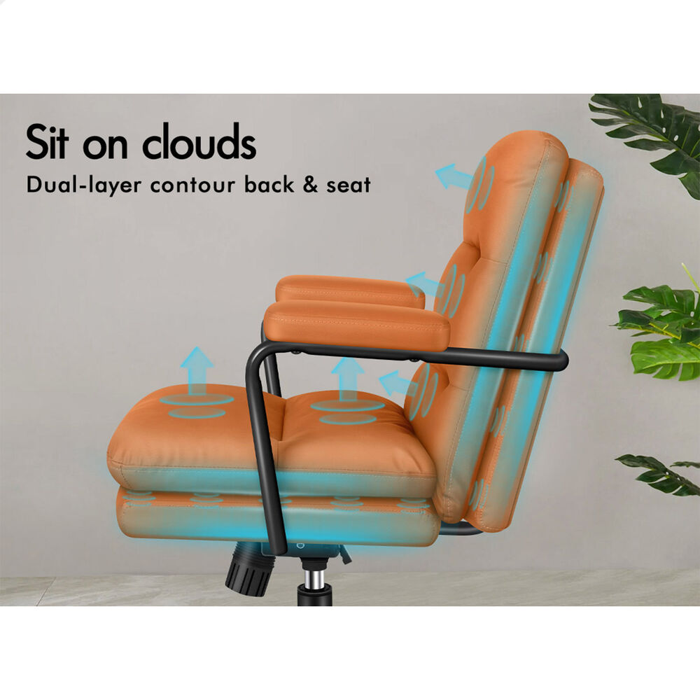 ALFORDSON Office Chair Ergonomic Executive Computer Work Seat Leather Brown