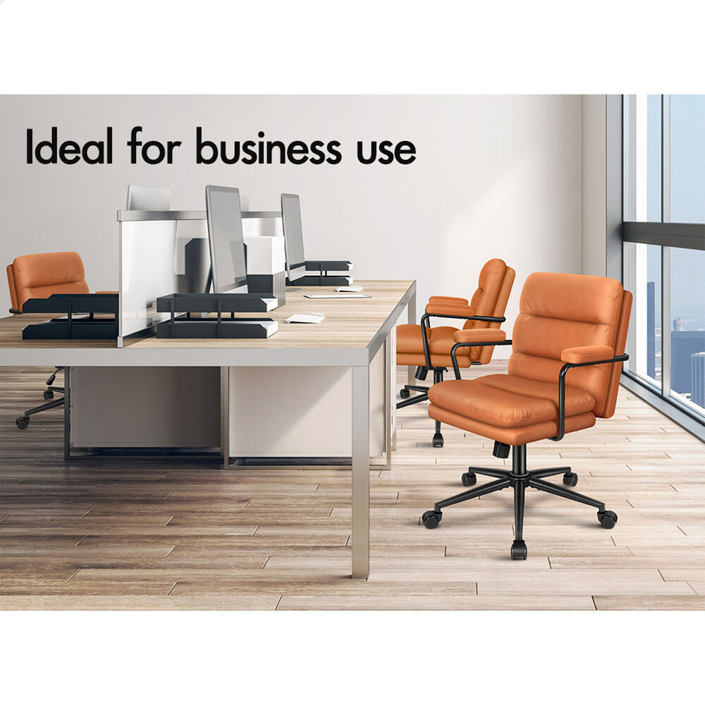 ALFORDSON Office Chair Ergonomic Executive Computer Work Seat Leather Brown