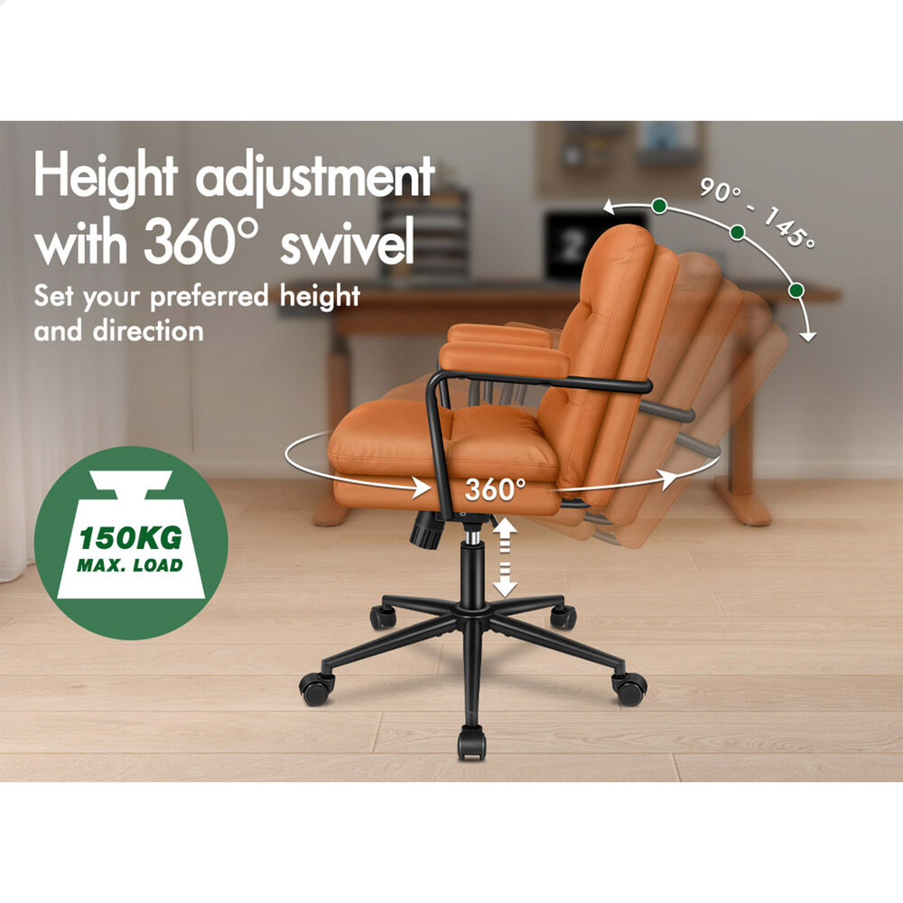 ALFORDSON Office Chair Ergonomic Executive Computer Work Seat Leather Brown