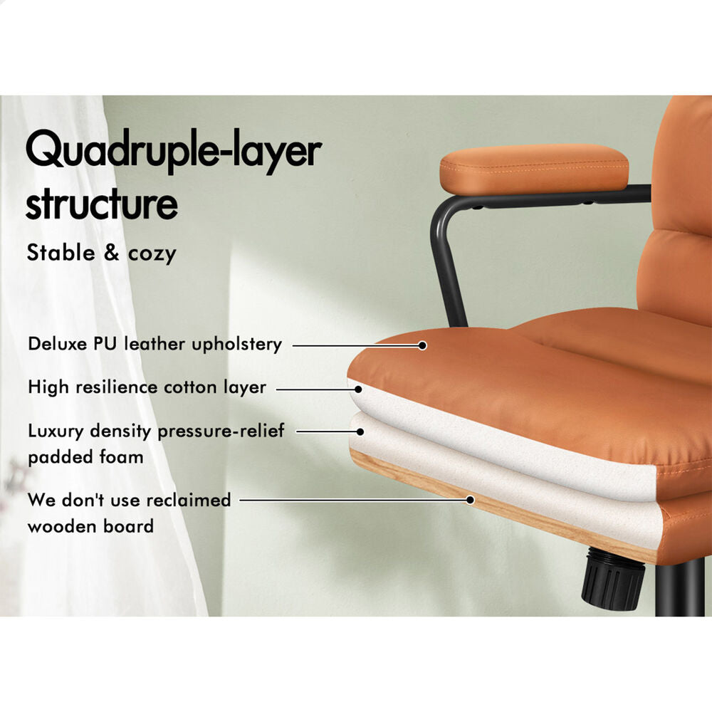 ALFORDSON Office Chair Ergonomic Executive Computer Work Seat Leather Brown