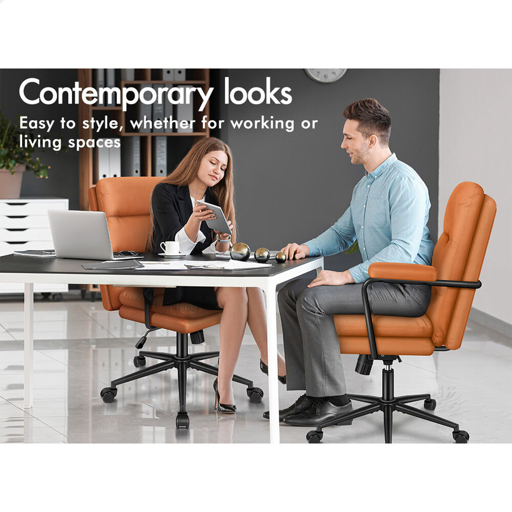 ALFORDSON Office Chair Ergonomic Executive Computer Work Seat Leather Brown