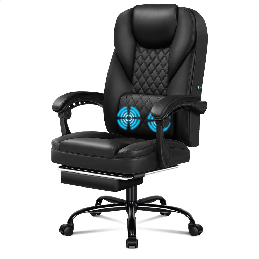 ALFORDSON Massage Office Chair Executive Recliner Gaming Computer Leather Seat Black