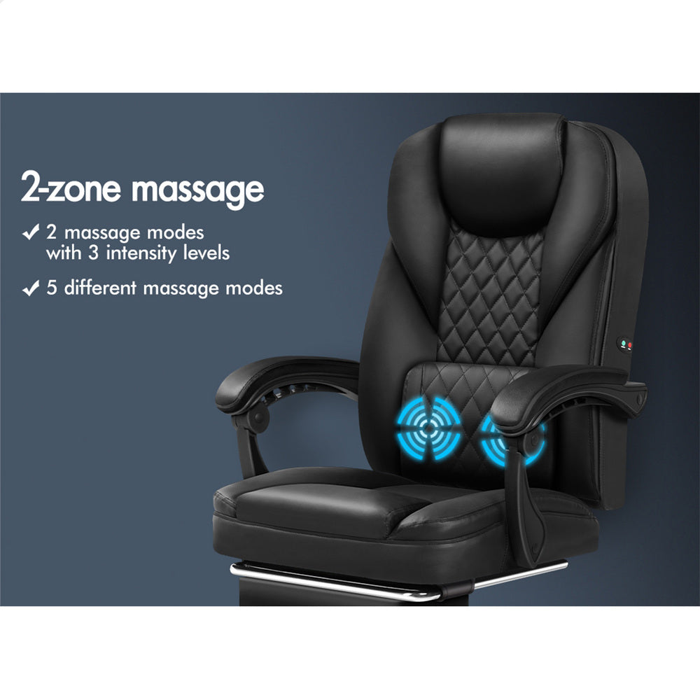 ALFORDSON Massage Office Chair Executive Recliner Gaming Computer Leather Seat Black