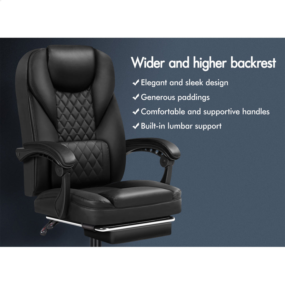 ALFORDSON Massage Office Chair Executive Recliner Gaming Computer Leather Seat Black