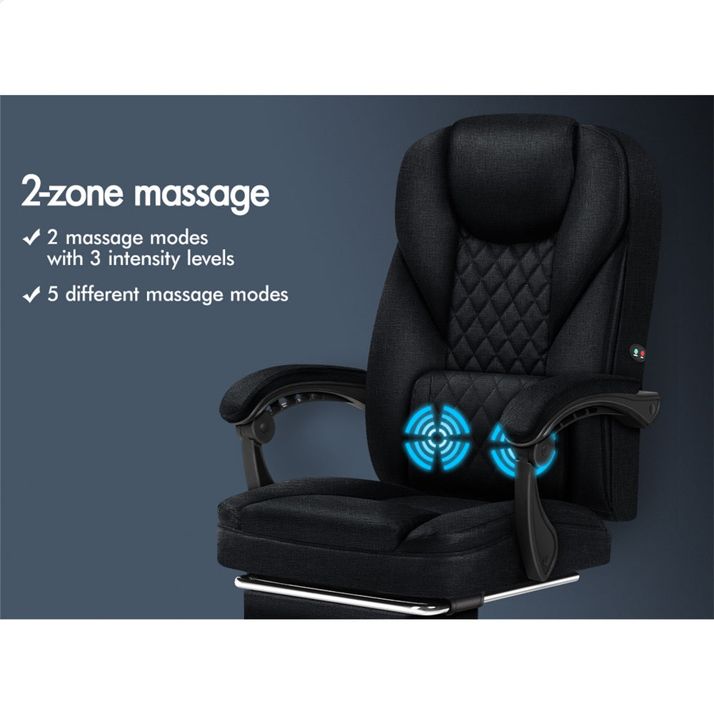 ALFORDSON Massage Office Chair Executive Recliner Gaming Computer Fabric Seat Black