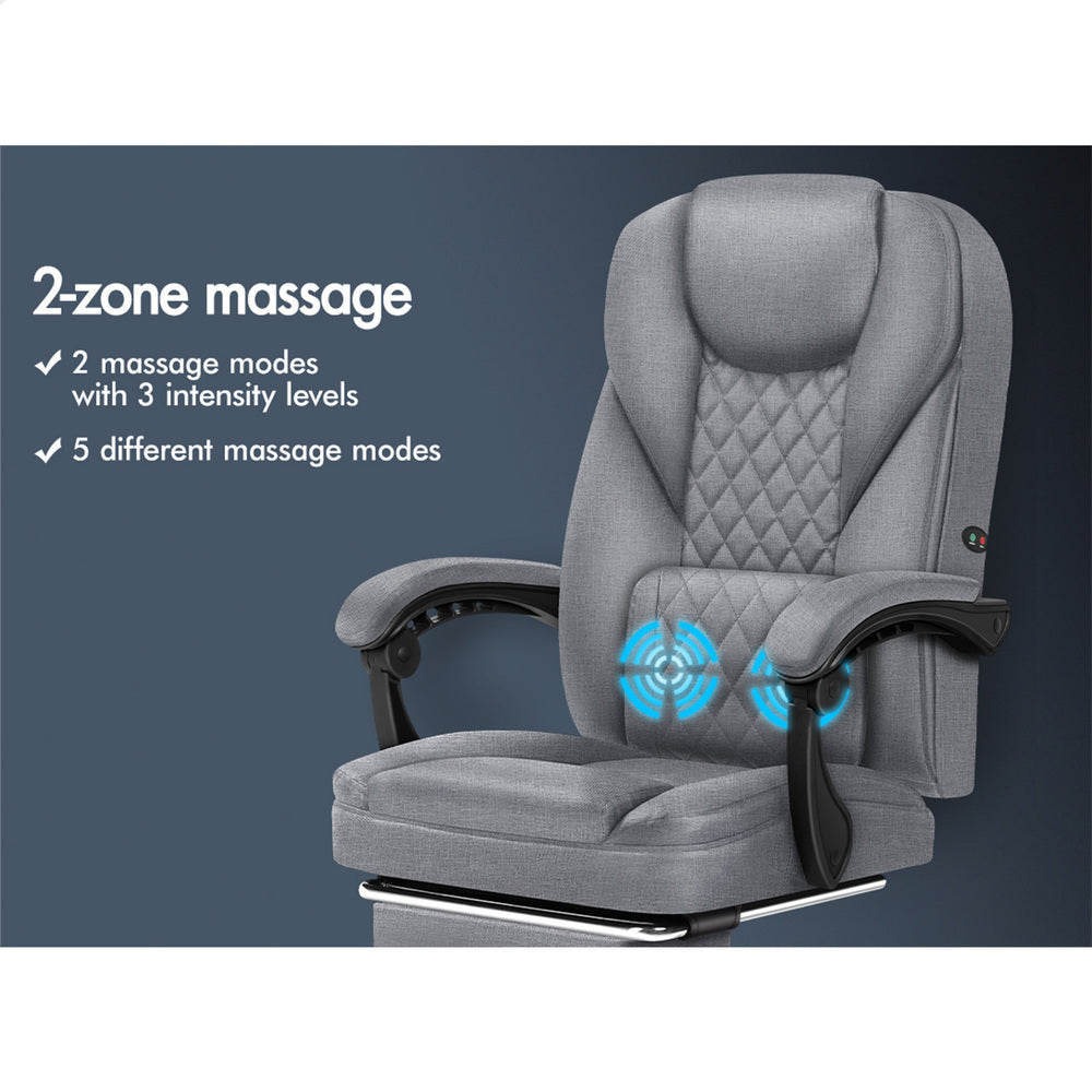 ALFORDSON Massage Office Chair Executive Fabric Seat Gaming Recliner Computer Grey