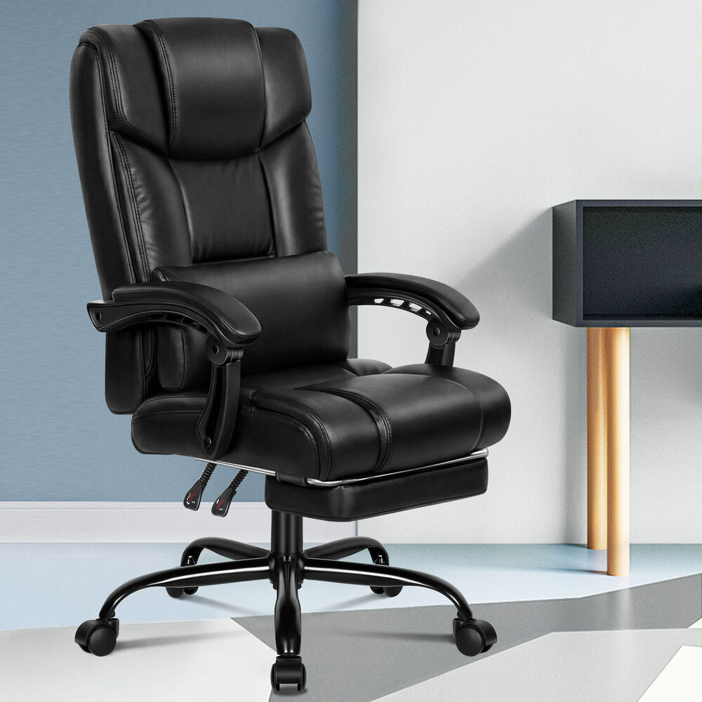 ALFORDSON Office Chair Executive Computer Gaming PU Leather Seat Recliner Black