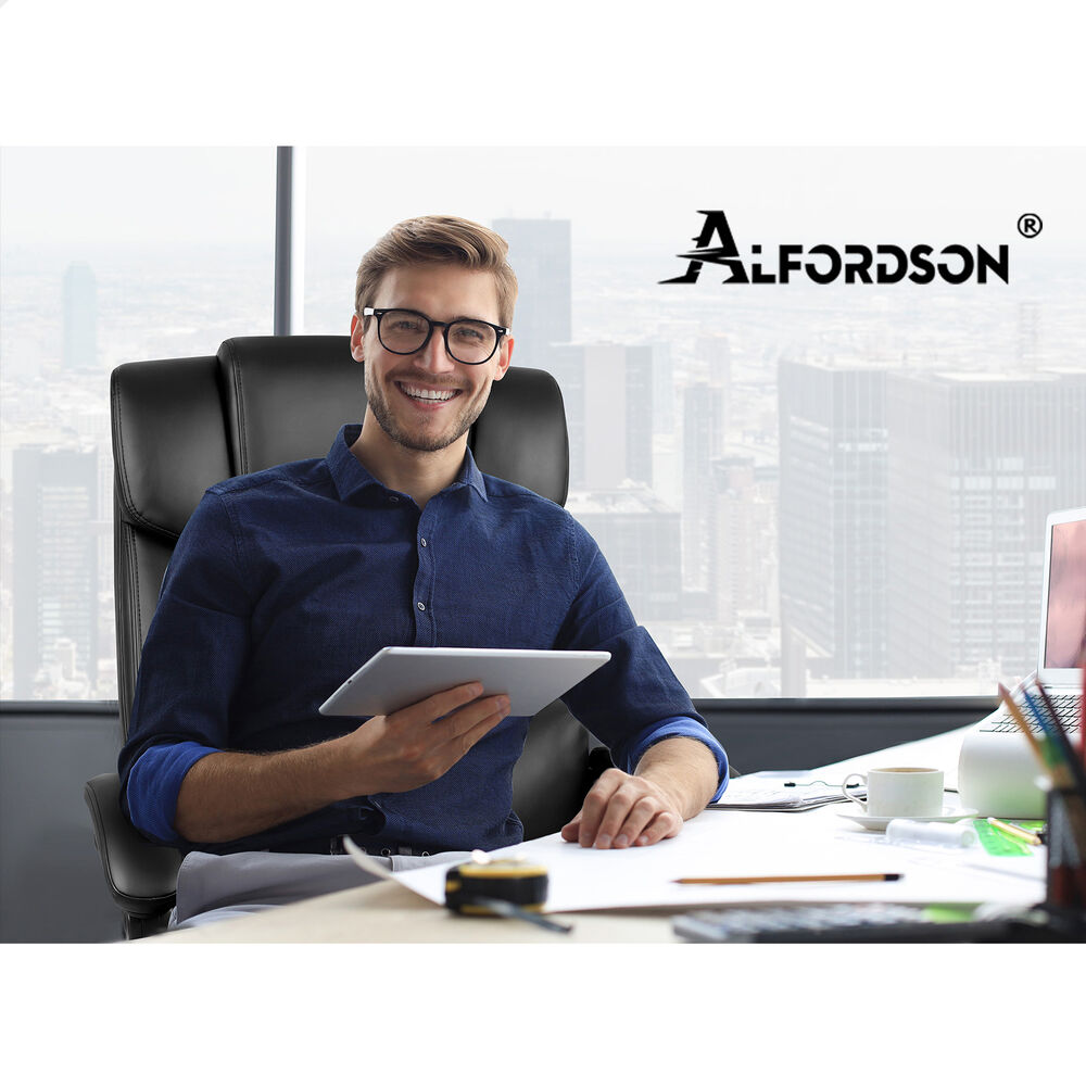 ALFORDSON Office Chair Executive Computer Gaming PU Leather Seat Recliner Black