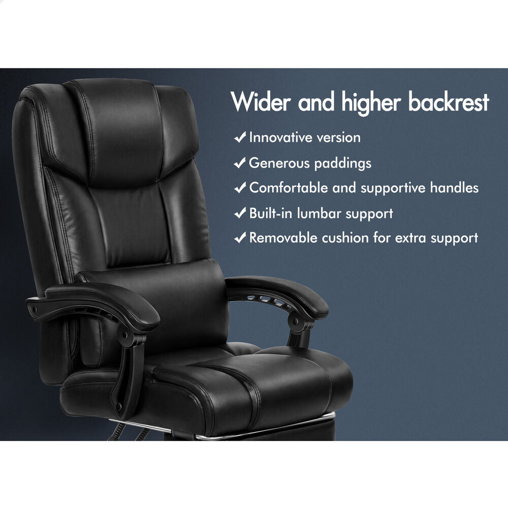 ALFORDSON Office Chair Executive Computer Gaming PU Leather Seat Recliner Black