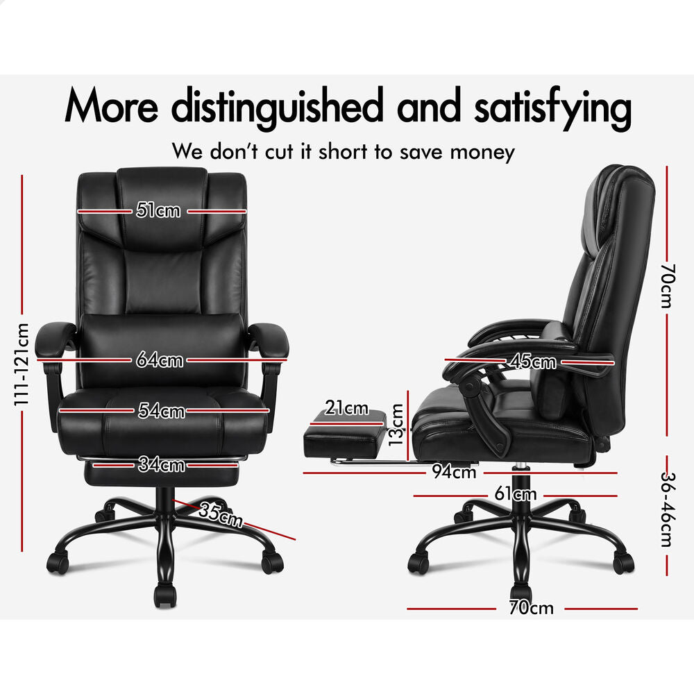 ALFORDSON Office Chair Executive Computer Gaming PU Leather Seat Recliner Black