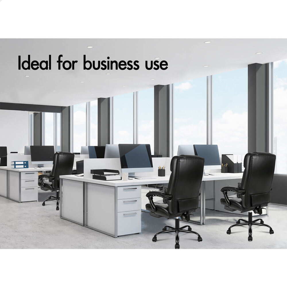 ALFORDSON Office Chair Executive Computer Gaming PU Leather Seat Recliner Black