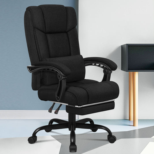 ALFORDSON Office Chair Executive Computer Gaming Fabric Seat Recliner Black