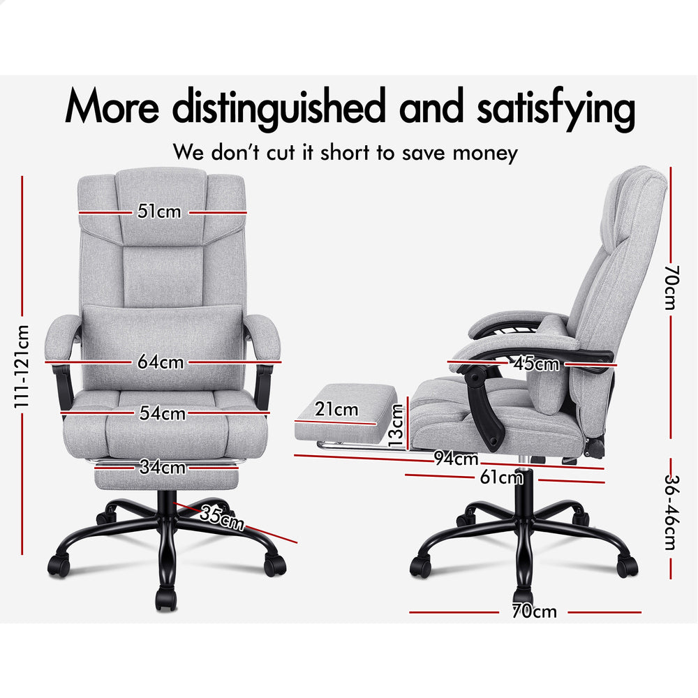 ALFORDSON Office Chair Executive Computer Gaming Fabric Seat Recliner Grey