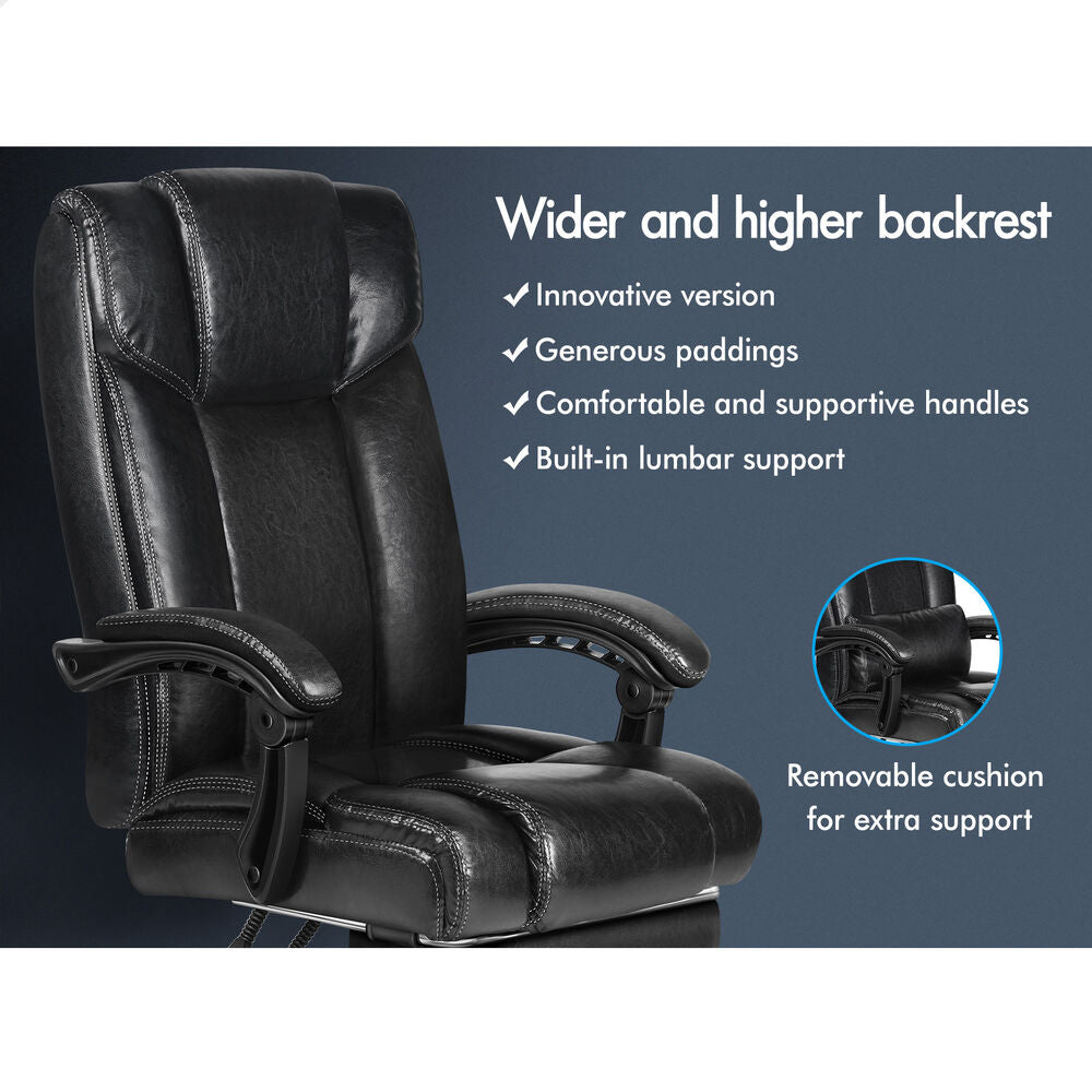 ALFORDSON Office Chair Executive Computer Gaming PU Leather Seat Recliner Black