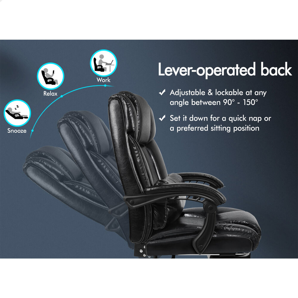 ALFORDSON Office Chair Executive Computer Gaming PU Leather Seat Recliner Black