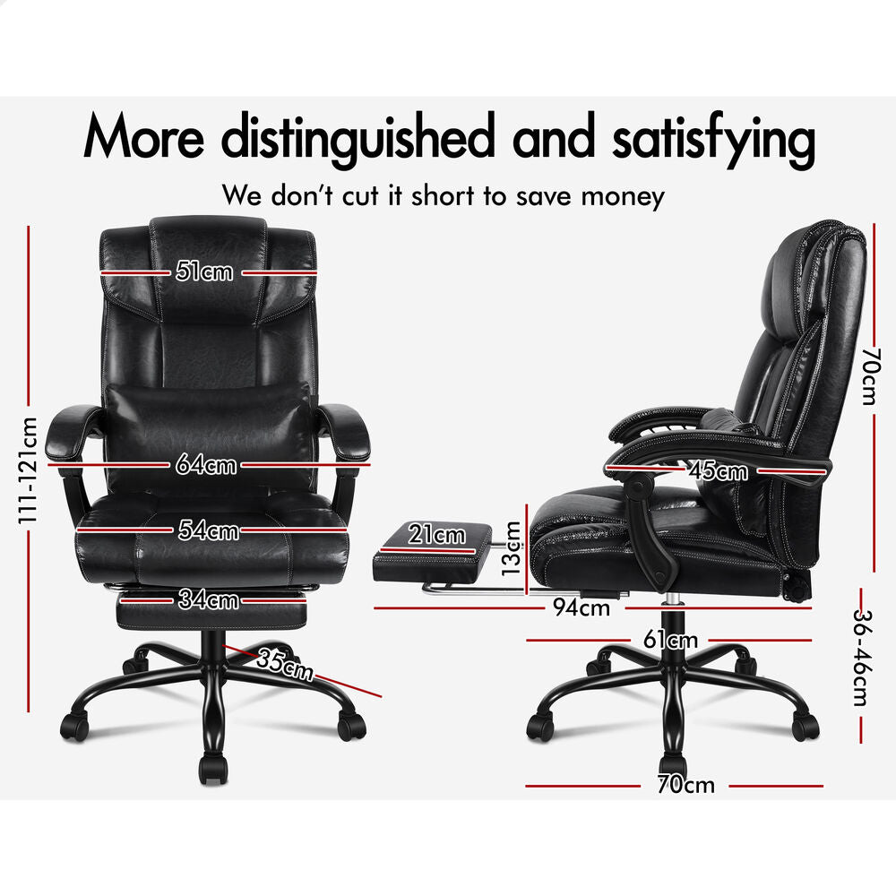 ALFORDSON Office Chair Executive Computer Gaming PU Leather Seat Recliner Black