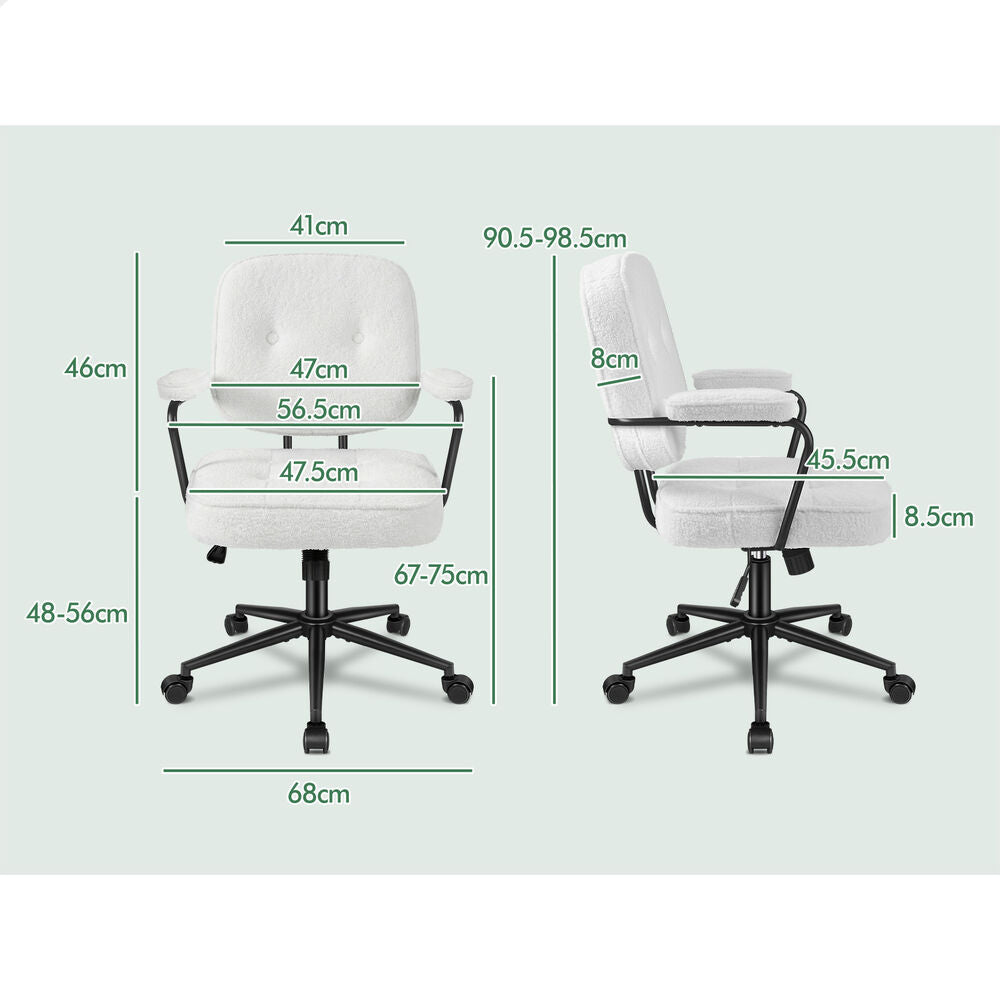 ALFORDSON Office Chair Ergonomic Executive Computer Work Seat Boucle White
