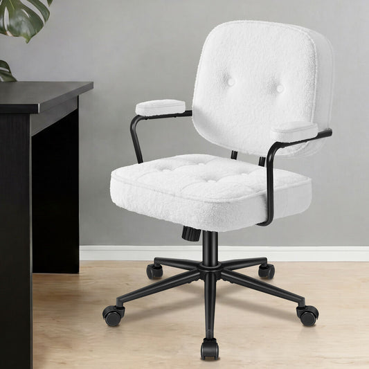ALFORDSON Office Chair Ergonomic Executive Computer Work Seat Boucle White