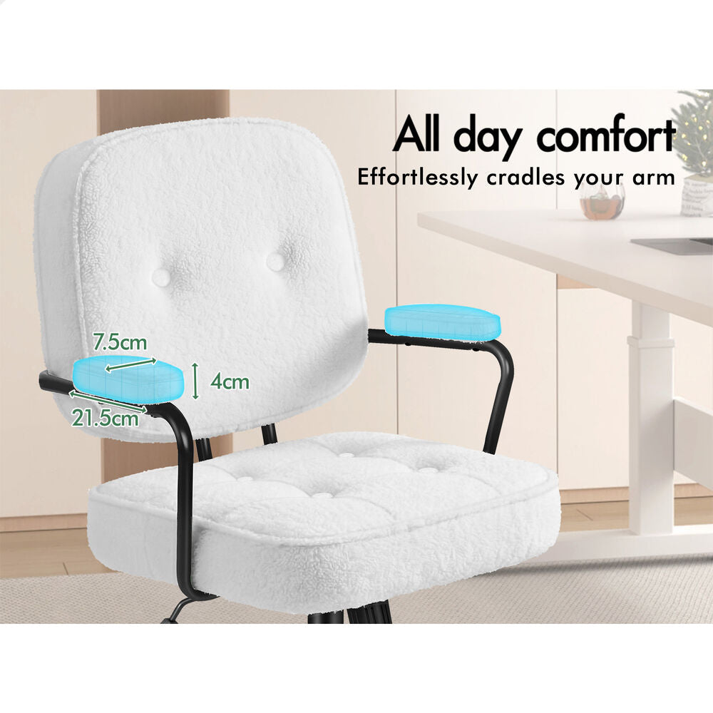 ALFORDSON Office Chair Ergonomic Executive Computer Work Seat Boucle White