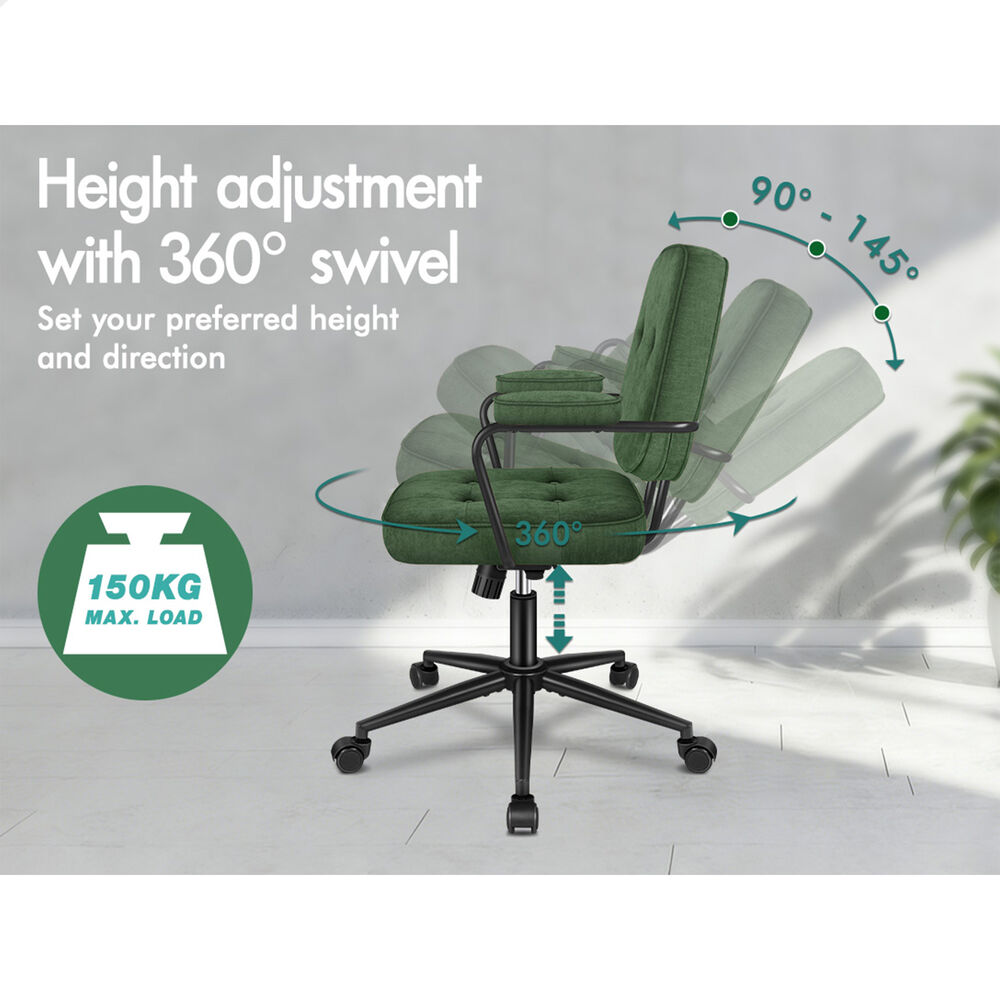ALFORDSON Office Chair Ergonomic Executive Computer Work Seat Chenille Green