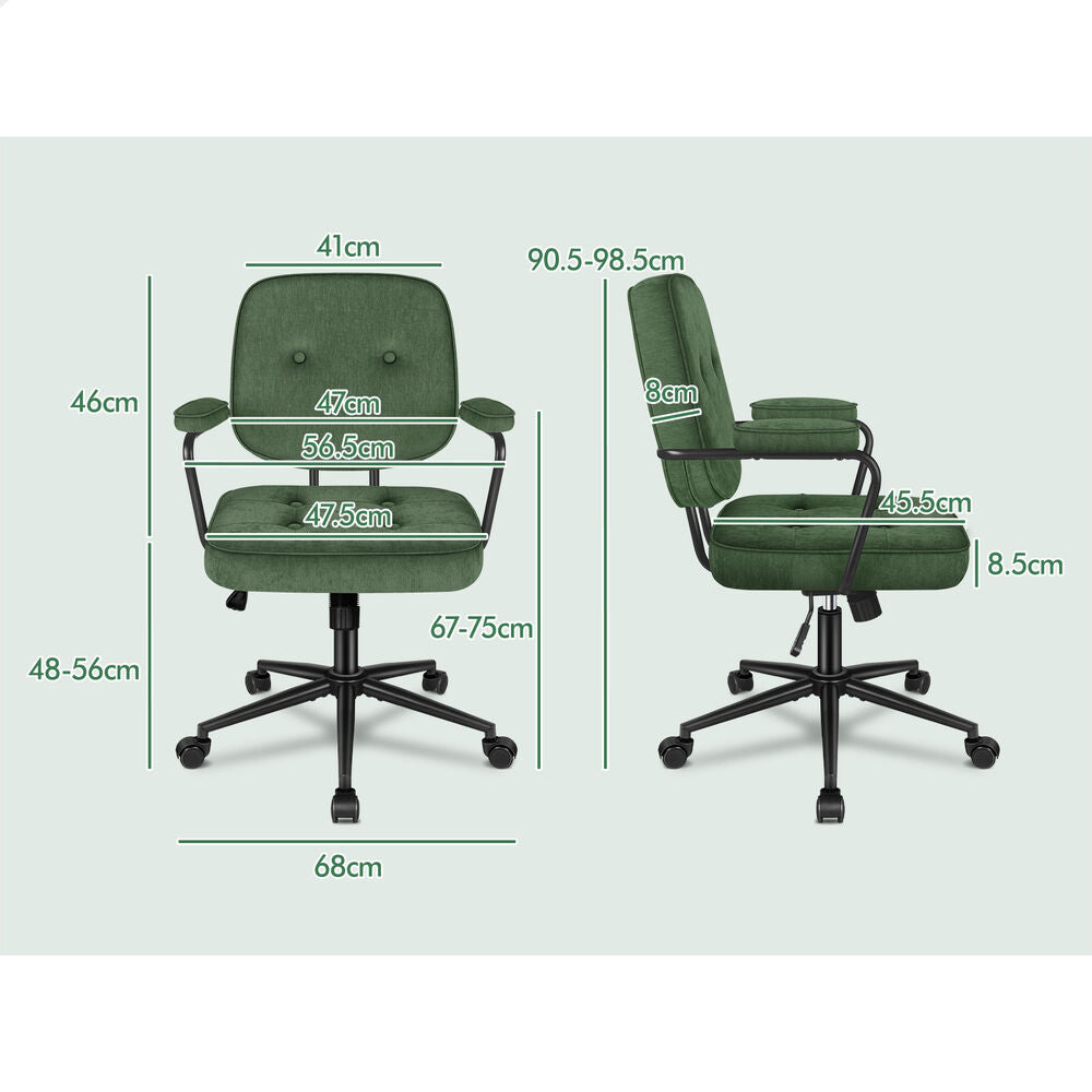 ALFORDSON Office Chair Ergonomic Executive Computer Work Seat Chenille Green