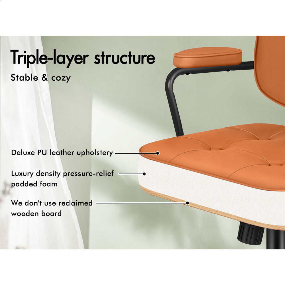ALFORDSON Office Chair Ergonomic Executive Computer Work Seat PU Leather Brown