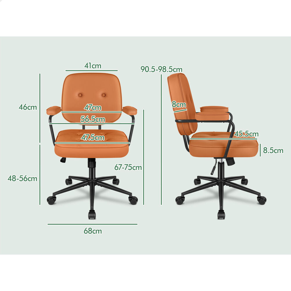 ALFORDSON Office Chair Ergonomic Executive Computer Work Seat PU Leather Brown