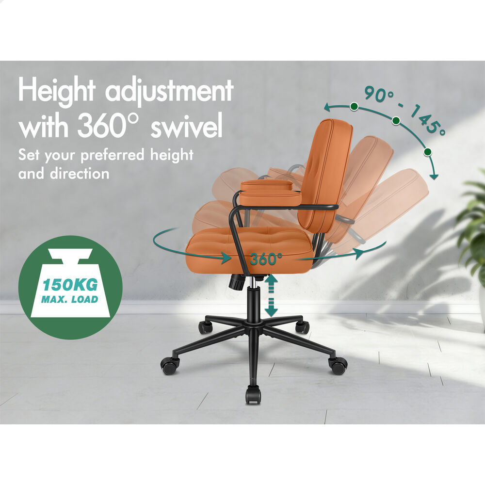 ALFORDSON Office Chair Ergonomic Executive Computer Work Seat PU Leather Brown