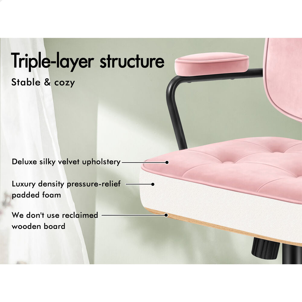 ALFORDSON Office Chair Ergonomic Executive Computer Work Seat Velvet Pink