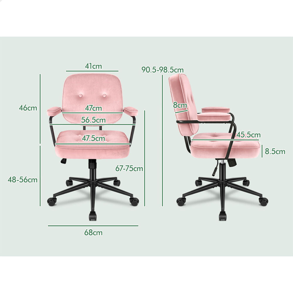 ALFORDSON Office Chair Ergonomic Executive Computer Work Seat Velvet Pink