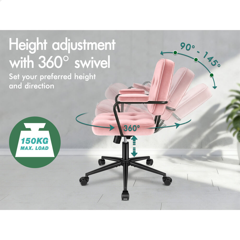 ALFORDSON Office Chair Ergonomic Executive Computer Work Seat Velvet Pink