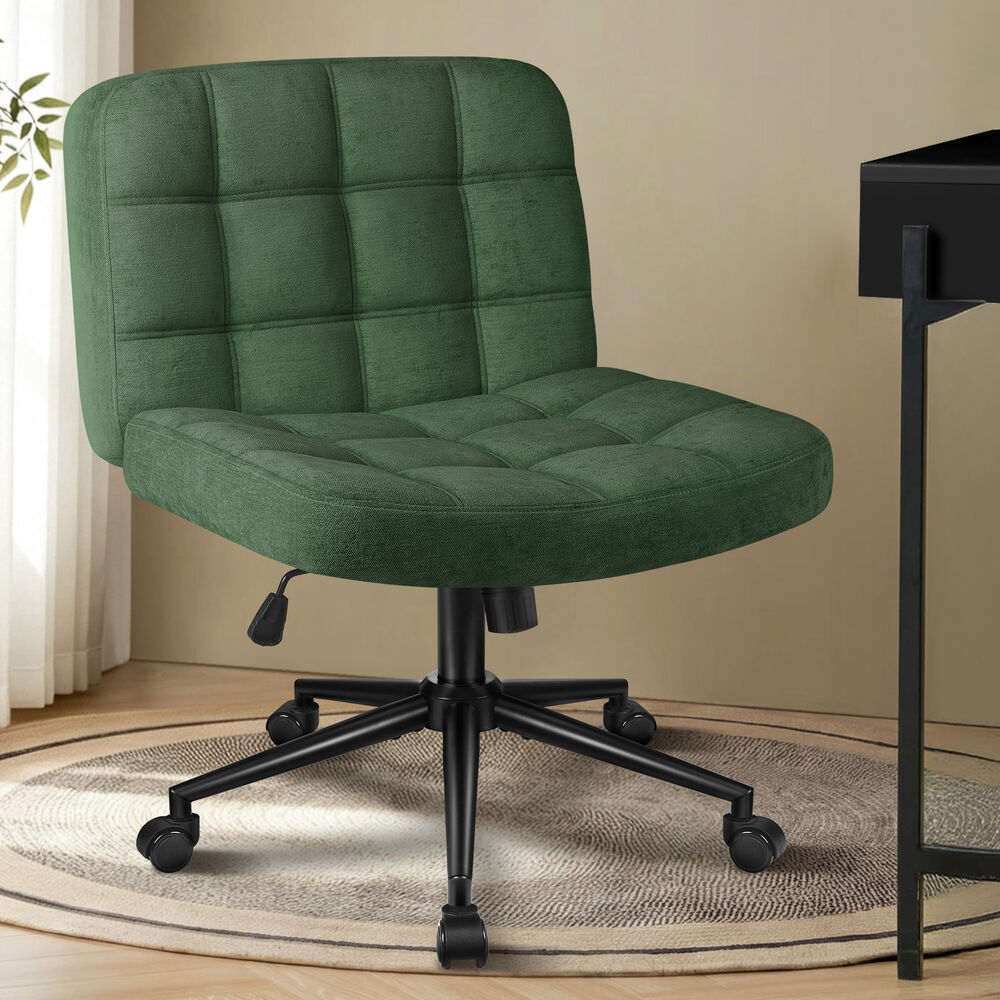 ALFORDSON Office Desk Chair Computer Armless Wide Seat Mid Back Chenille Green