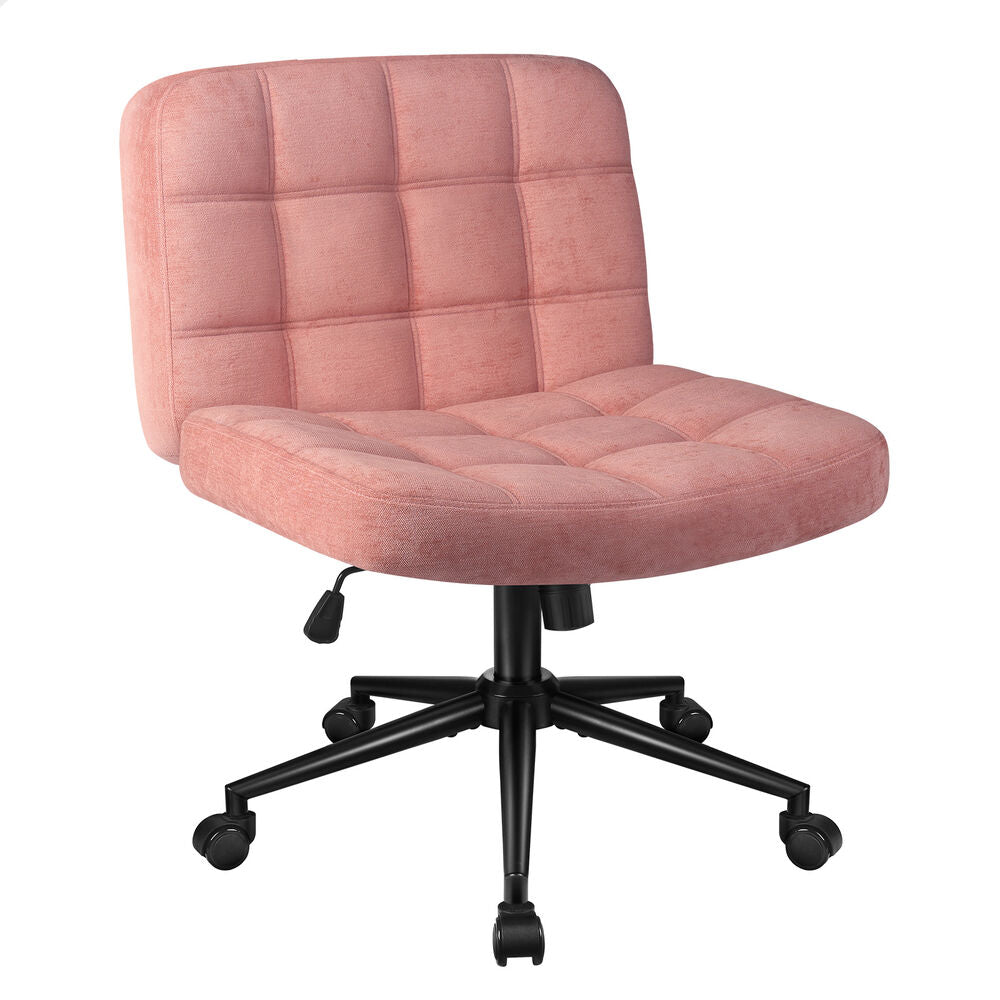 ALFORDSON Office Desk Chair Computer Armless Wide Seat Mid Back Chenille Pink
