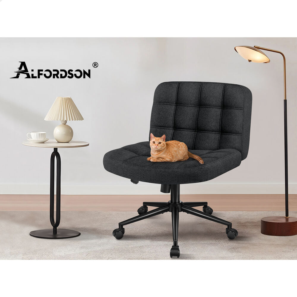 ALFORDSON Office Desk Chair Computer Armless Wide Seat Mid Back Fabric Black