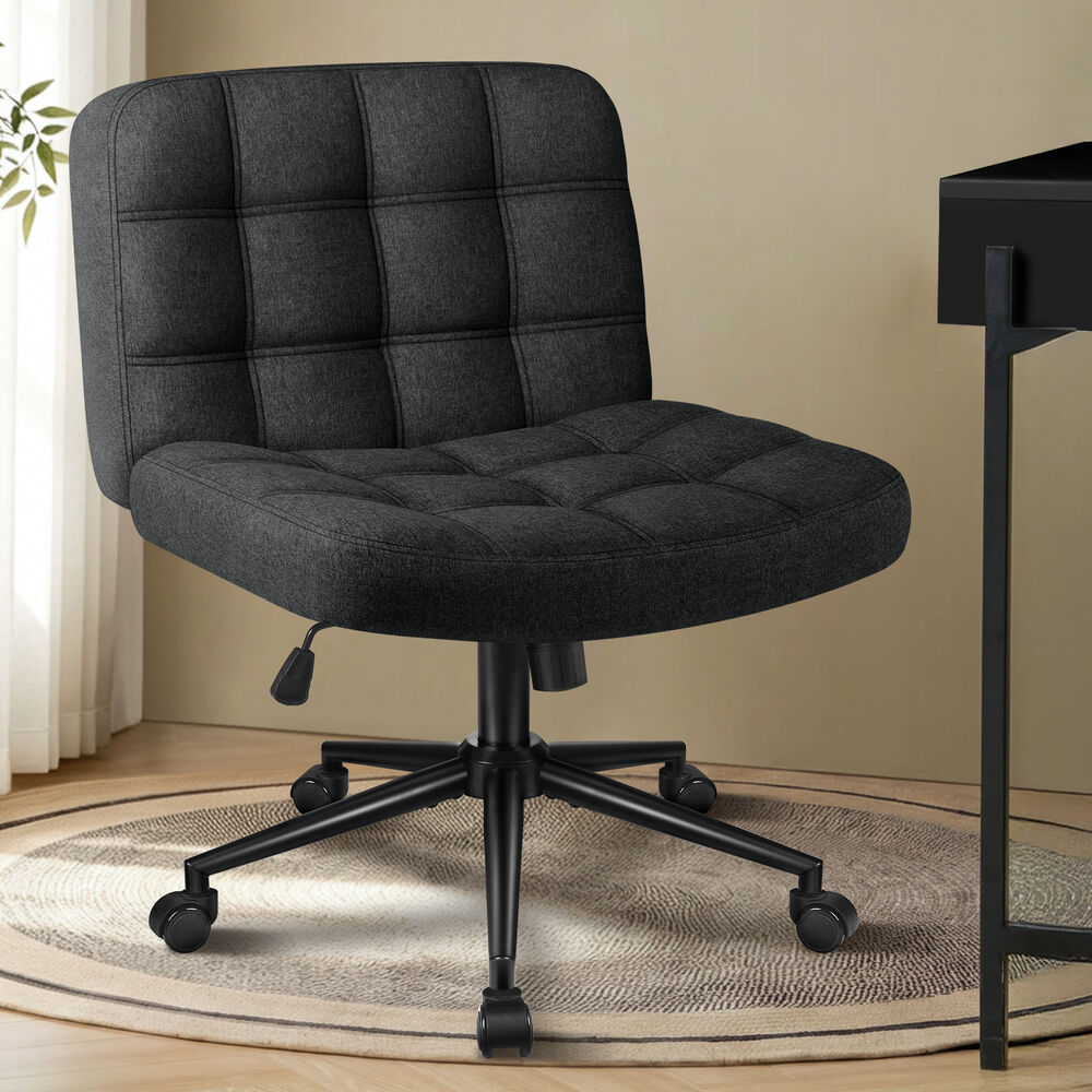 ALFORDSON Office Desk Chair Computer Armless Wide Seat Mid Back Fabric Black
