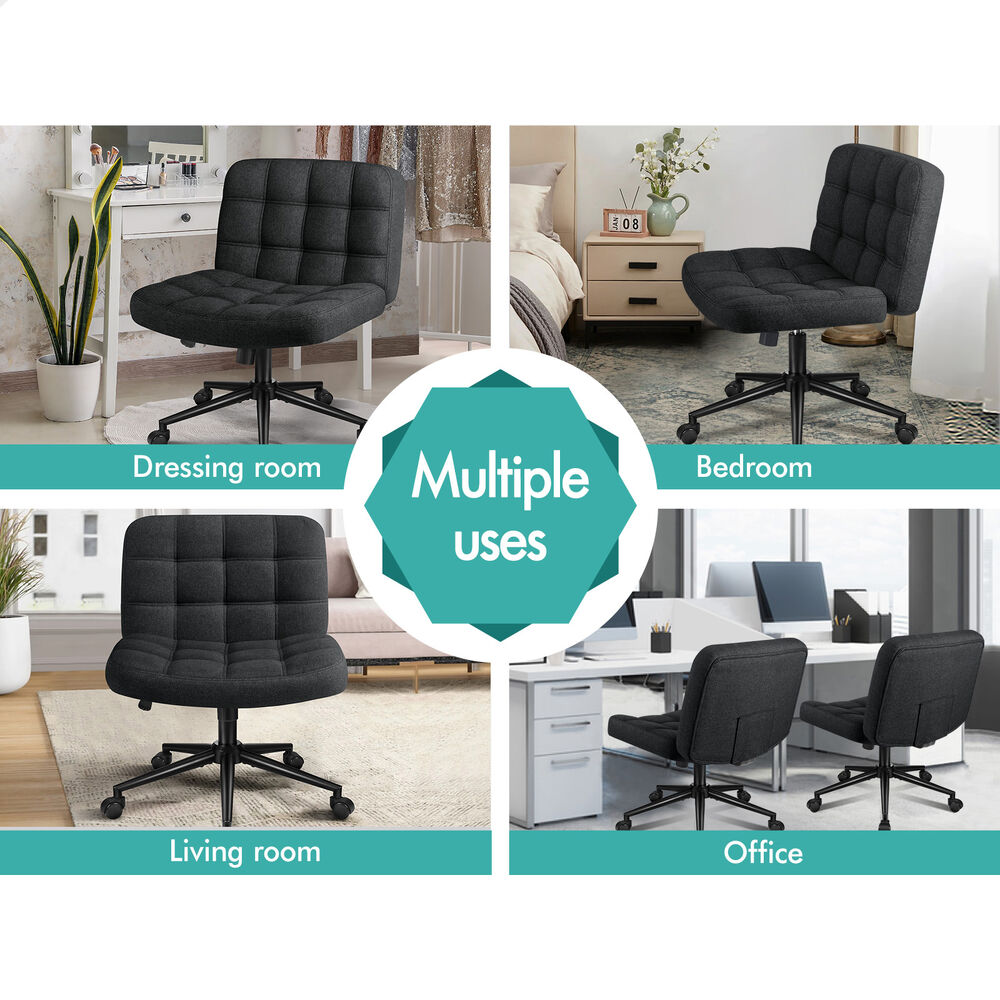 ALFORDSON Office Desk Chair Computer Armless Wide Seat Mid Back Fabric Black