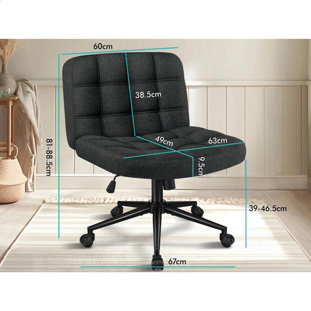 ALFORDSON Office Desk Chair Computer Armless Wide Seat Mid Back Fabric Black