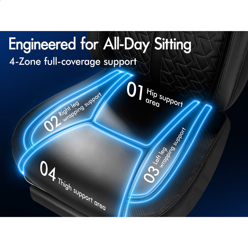 ALFORDSON Gaming Office Chair Ergonomic Computer Footrest Leather All Black