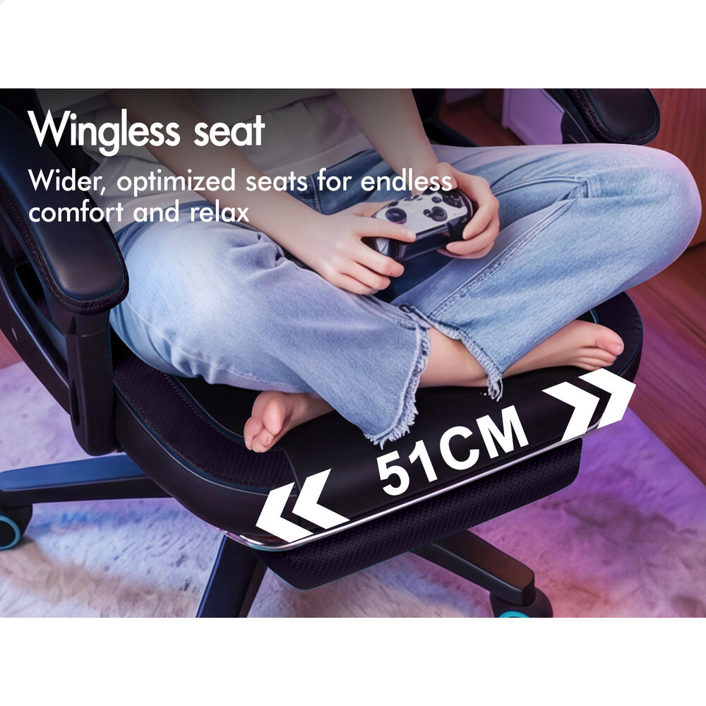 ALFORDSON Gaming Office Chair Ergonomic Computer Footrest Leather All Black