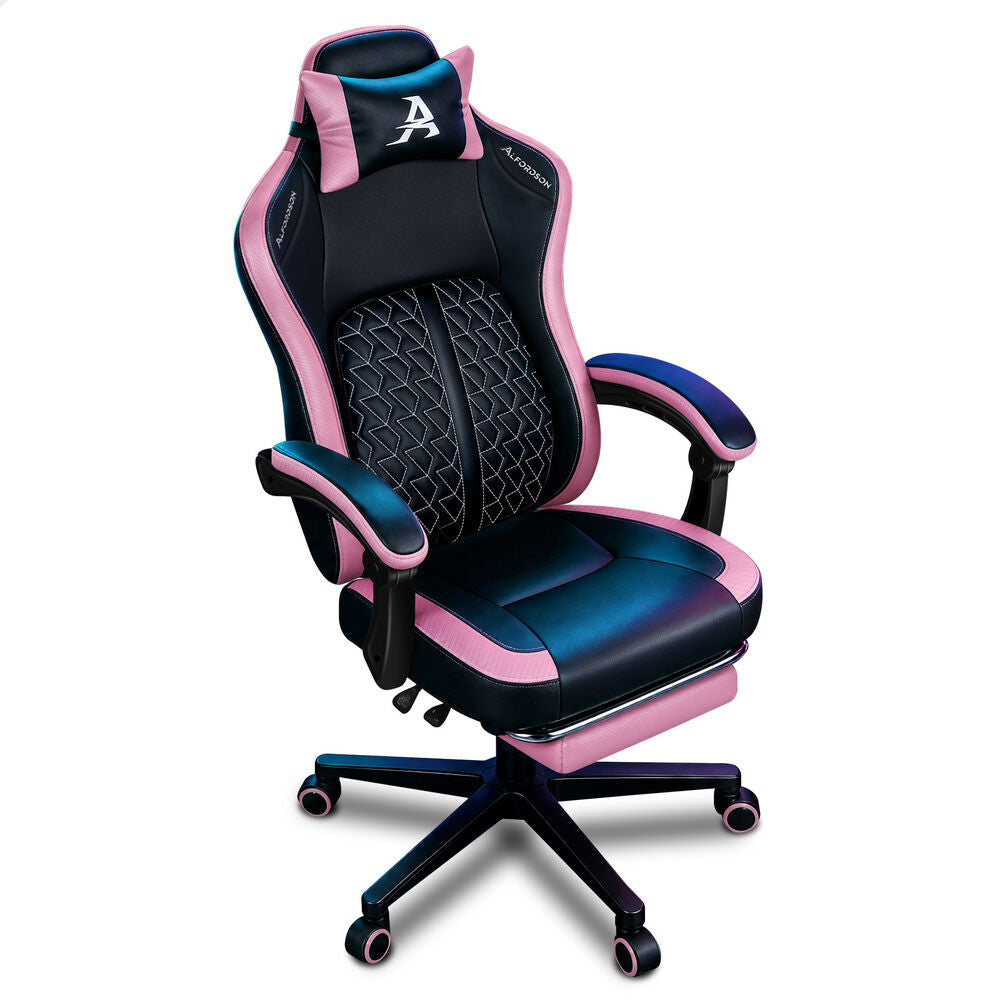 ALFORDSON Gaming Office Chair Ergonomic Computer Footrest Leather Black & Pink