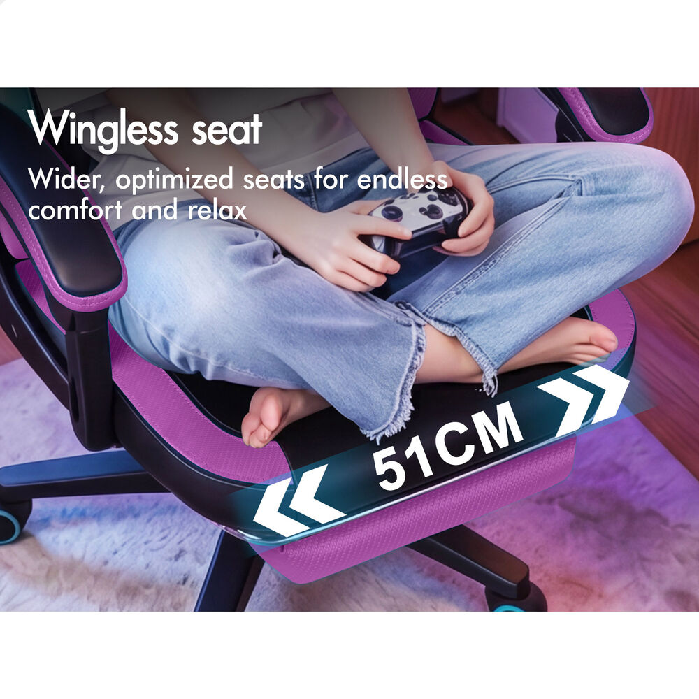 ALFORDSON Gaming Office Chair Ergonomic Computer Footrest Leather Black & Purple