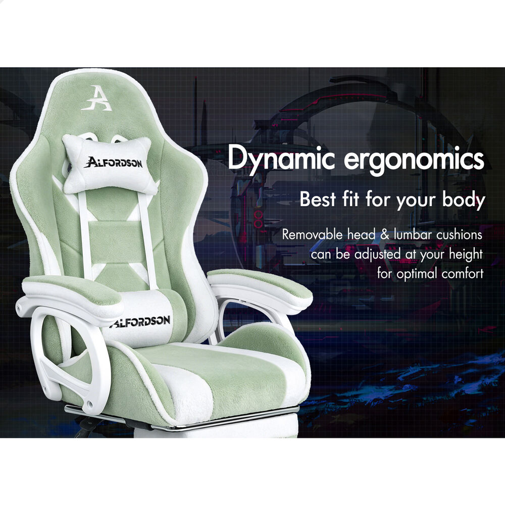 ALFORDSON Gaming Office Chair Racing Massage Computer Seat Footrest Sherpa Fleece