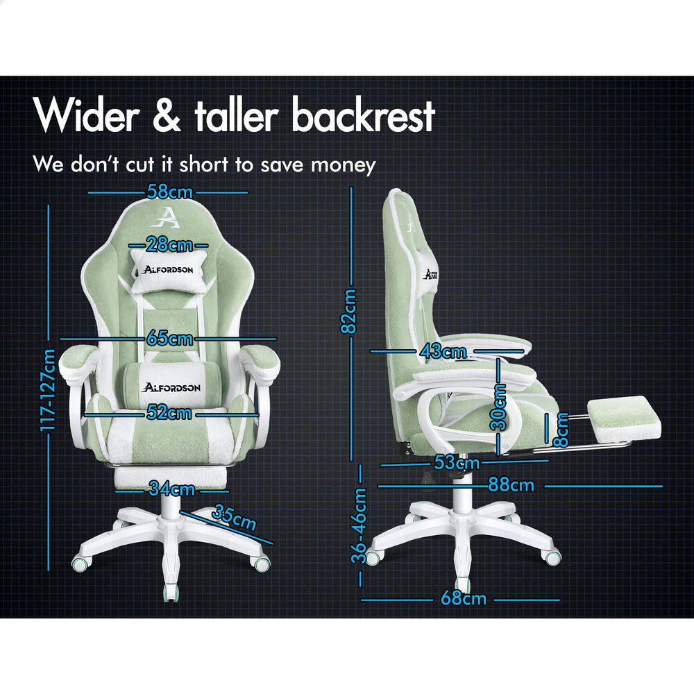 ALFORDSON Gaming Office Chair Racing Massage Computer Seat Footrest Sherpa Fleece