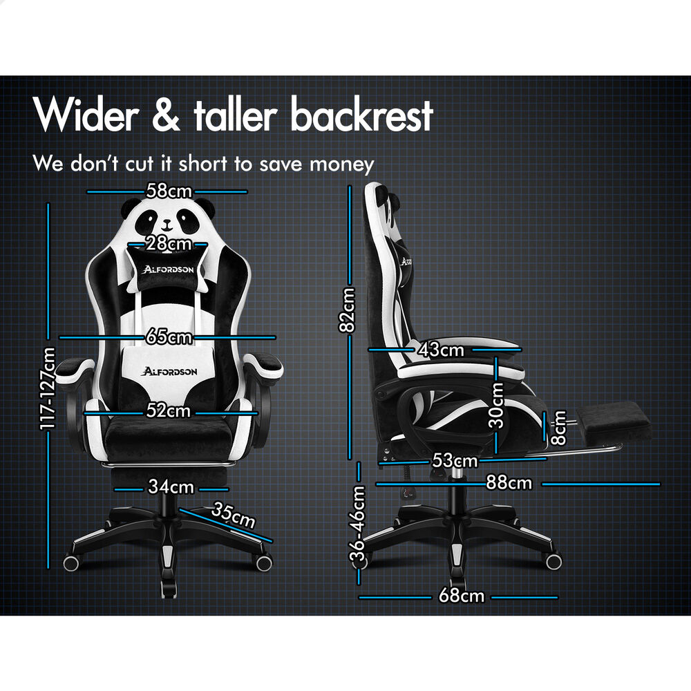 ALFORDSON Gaming Office Chair Racing Massage Computer Seat Footrest Velvet