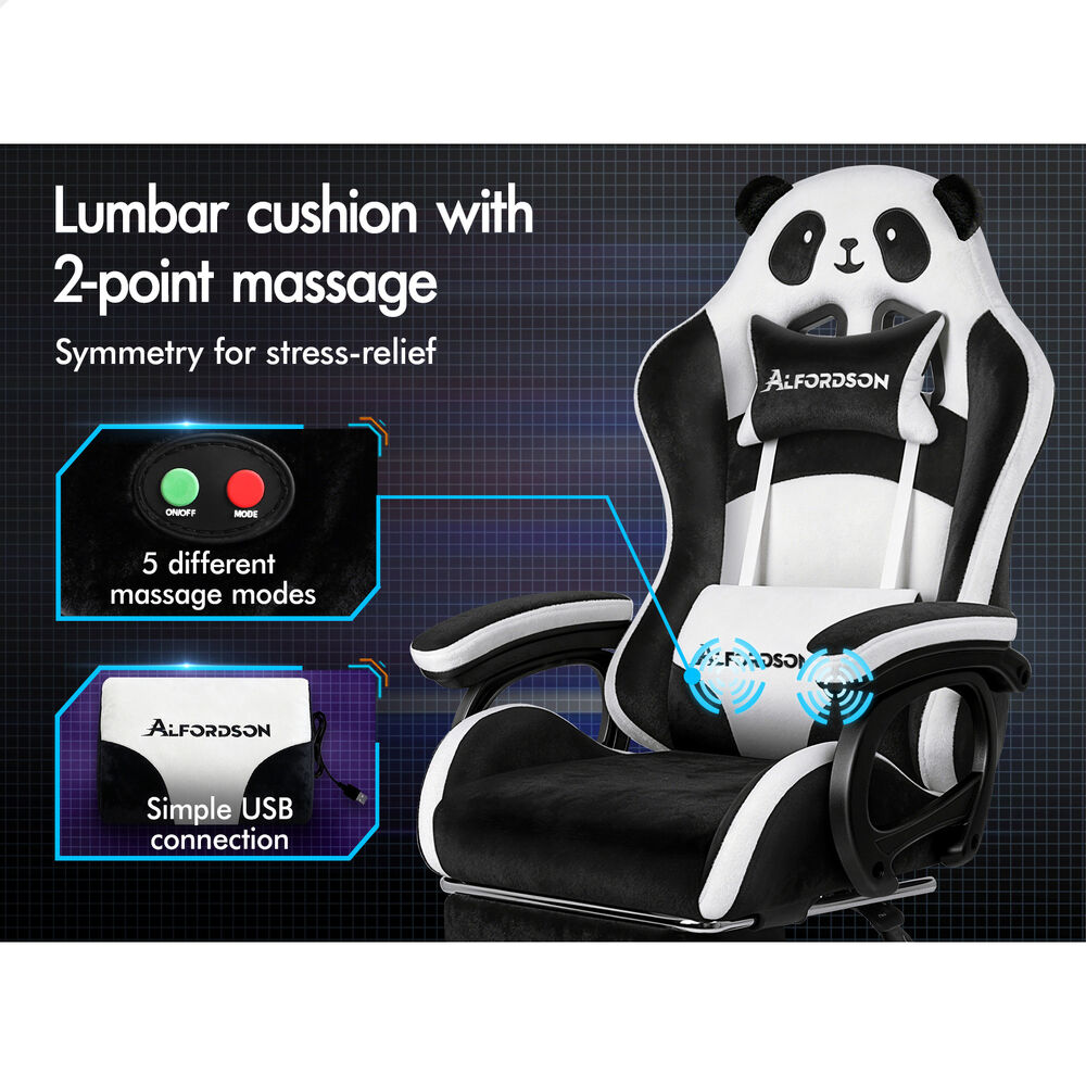 ALFORDSON Gaming Office Chair Racing Massage Computer Seat Footrest Velvet