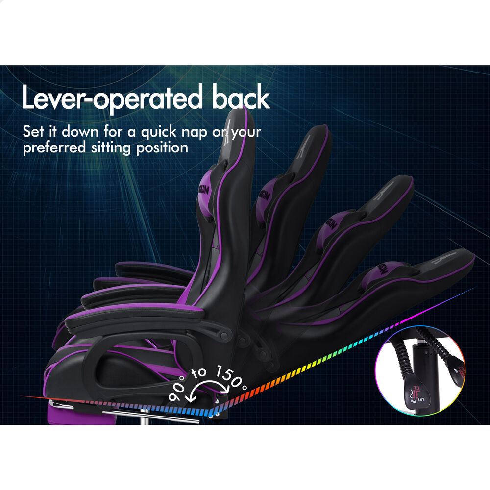 ALFORDSON Gaming Office Chair Racing Massage Computer Seat Footrest Leather