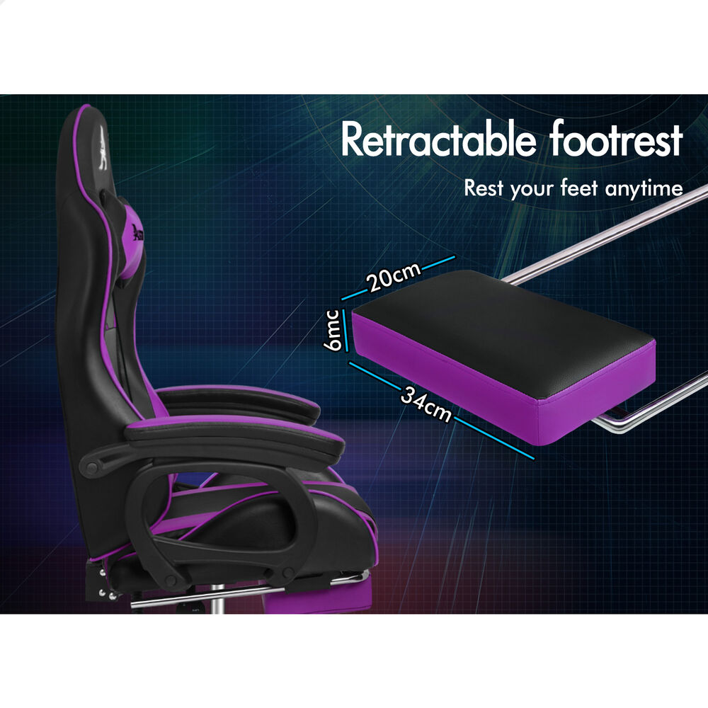 ALFORDSON Gaming Office Chair Racing Massage Computer Seat Footrest Leather