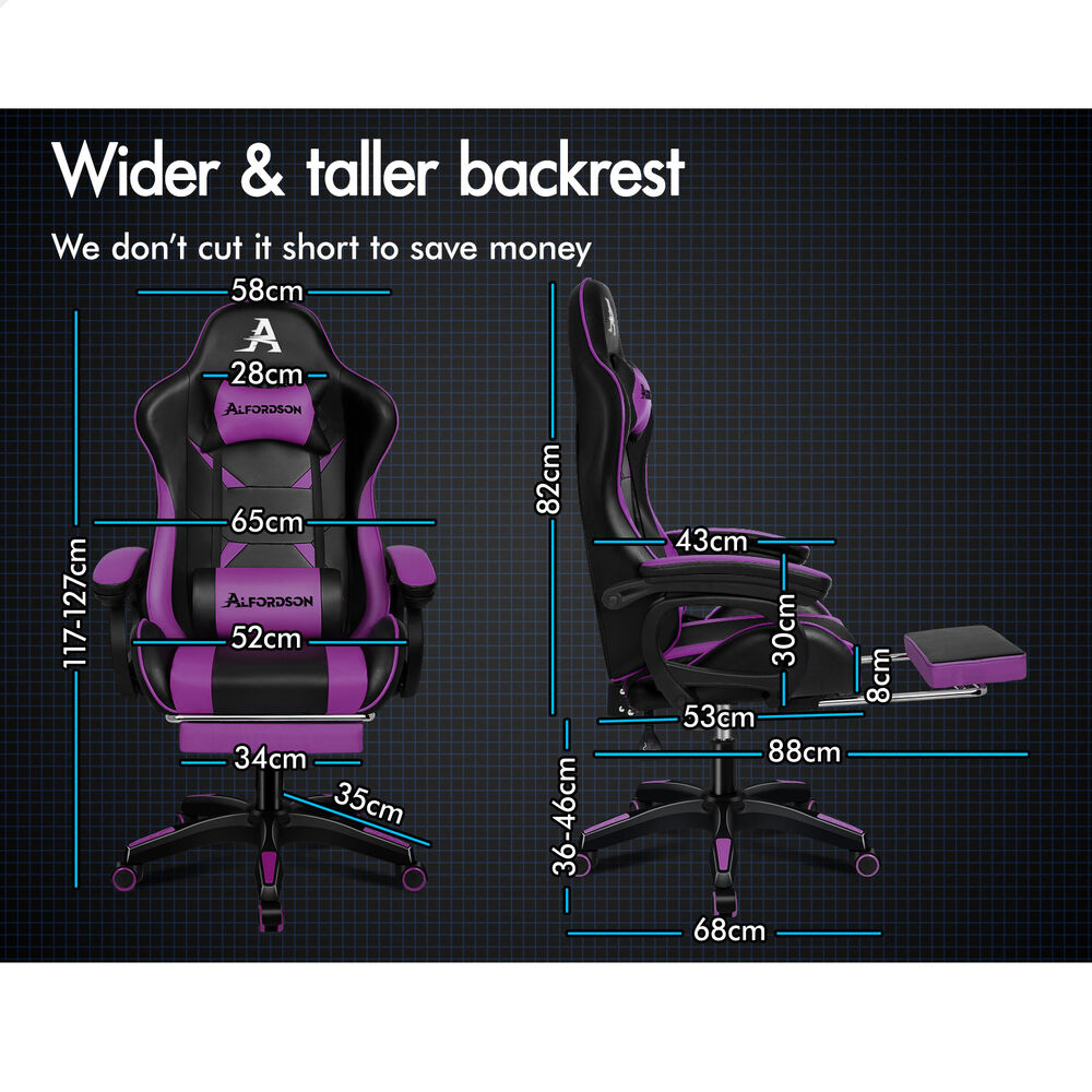 ALFORDSON Gaming Office Chair Racing Massage Computer Seat Footrest Leather